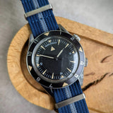 Premium Ribbed Fabric Watch Strap - Navy & Blue Pinstripe