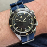 Premium Ribbed Fabric Watch Strap - Navy & Blue Pinstripe