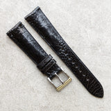 Ostrich Shin Minimal Stitch Watch Strap - Black - RTW