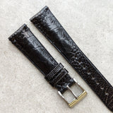 Ostrich Shin Minimal Stitch Watch Strap - Black - RTW