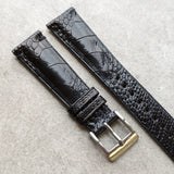 Ostrich Shin Minimal Stitch Watch Strap - Black - RTW