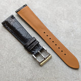 Ostrich Shin Minimal Stitch Watch Strap - Black - RTW