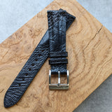 Ostrich Shin Minimal Stitch Watch Strap - Black - RTW