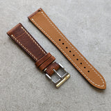 Badalassi Wax Watch Strap W/Cream stitching - Tan Brown - RTW