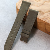 Nubuck Leather Watch Strap - Olive Green