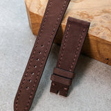 Nubuck Leather Watch Strap - Chocolate Brown
