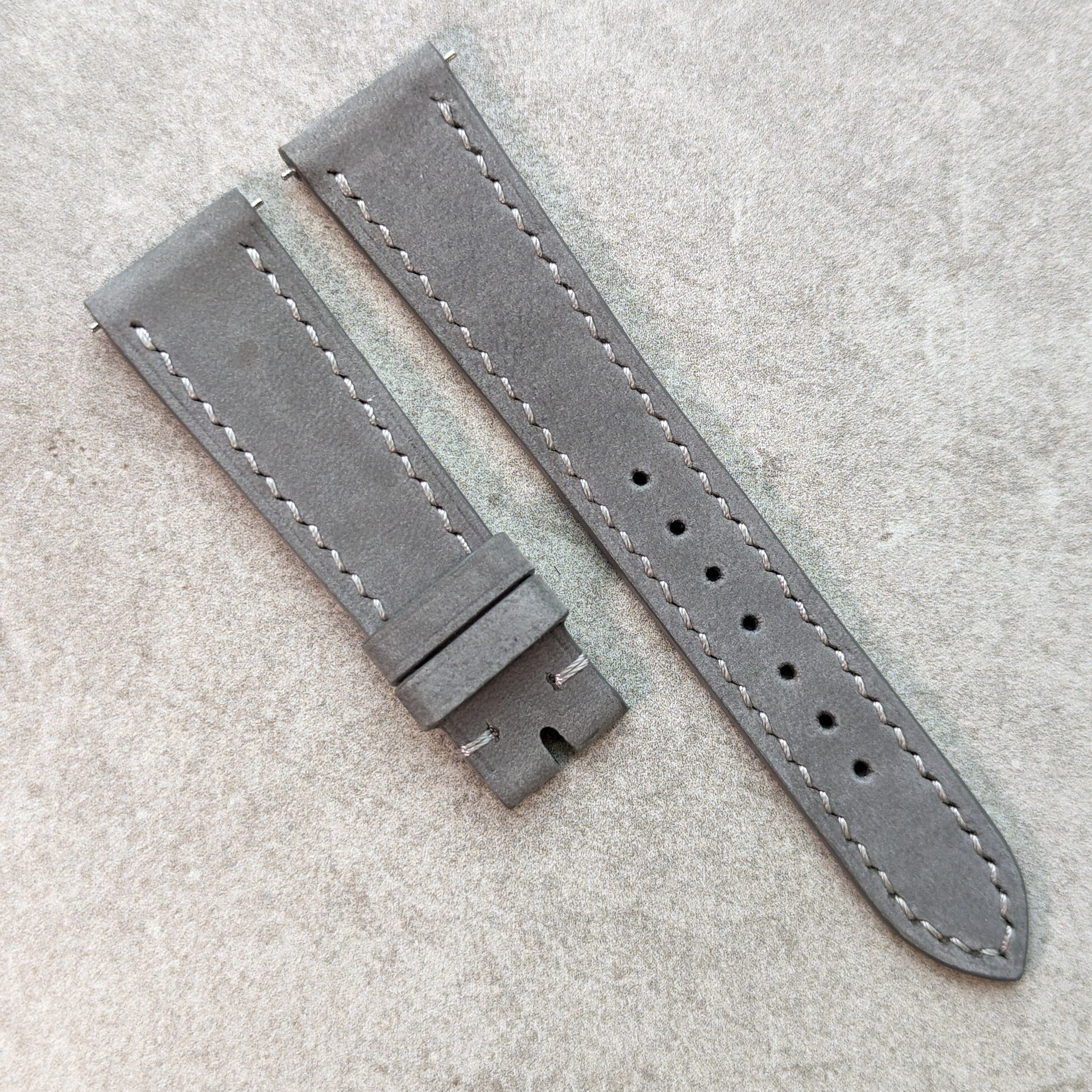 Nubuck Leather Watch Strap Grey The Strap Tailor - Main Image
