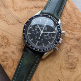 Shell Cordovan Watch Strap - Green Padded Marbled Museum