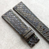Embossed Python Watch Strap - Olive