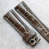 Embossed Crocodile Watch Strap - Military Green