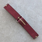 Premium Ribbed Two Piece Ballistic Nylon Strap - Burgundy & Khaki