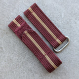 Premium Ribbed Two Piece Ballistic Nylon Strap - Burgundy & Khaki