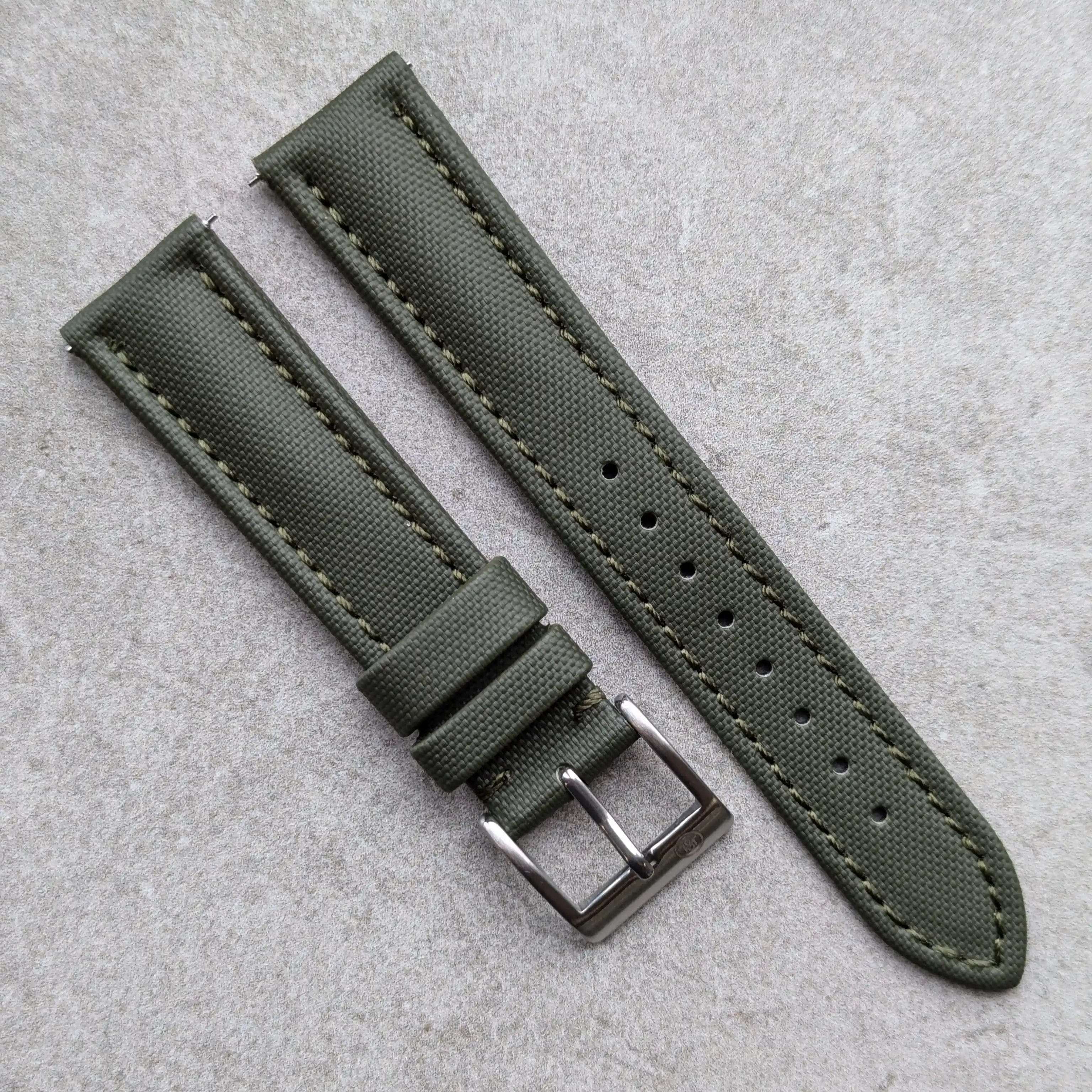 Sailcloth Watch Strap Army Green The Strap Tailor
