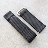 Premium Ribbed Two Piece Ballistic Nylon Strap - Black