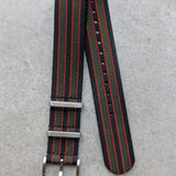 Premium Ribbed Fabric Watch Strap - Bond Green & Red