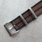 Premium Ribbed Fabric Watch Strap - Bond Green & Red