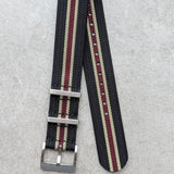 Premium Ribbed Fabric Watch Strap - Black, Khaki & Burgundy