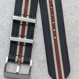 Premium Ribbed Fabric Watch Strap - Black, Khaki & Burgundy