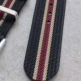 Premium Ribbed Fabric Watch Strap - Black, Khaki & Burgundy