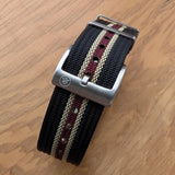 Premium Ribbed Fabric Watch Strap - Black, Khaki & Burgundy