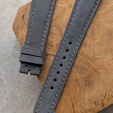 Nubuck Leather Watch Strap - Dark Grey