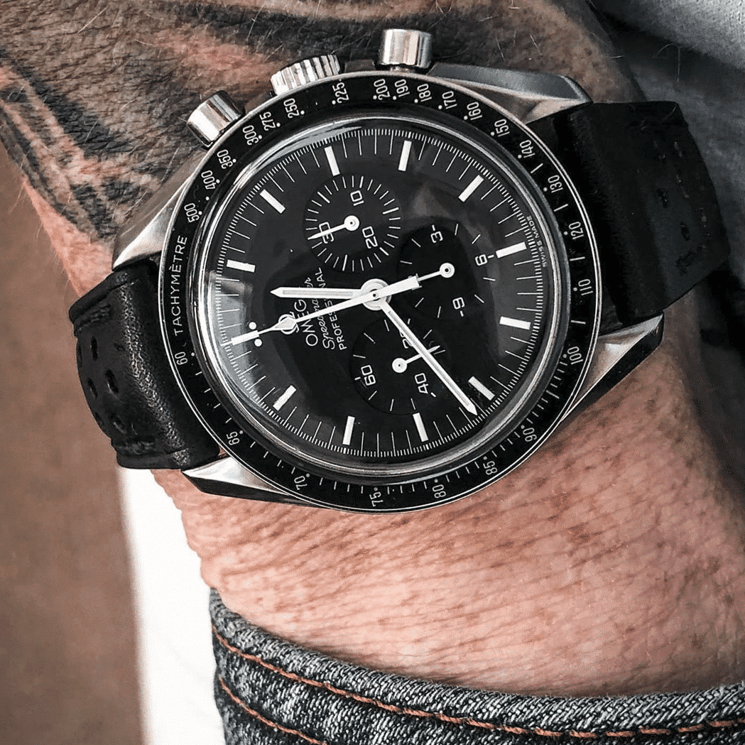 French Calfskin Rally Watch Strap - Black - The Strap Tailor