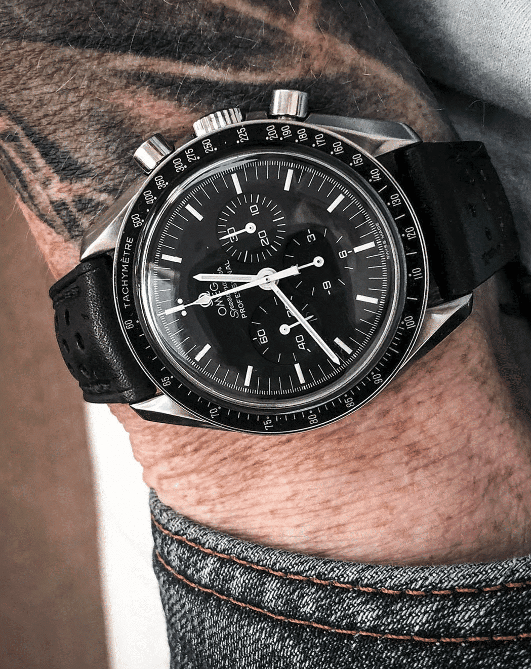 French Calfskin Rally Watch Strap - Black - The Strap Tailor