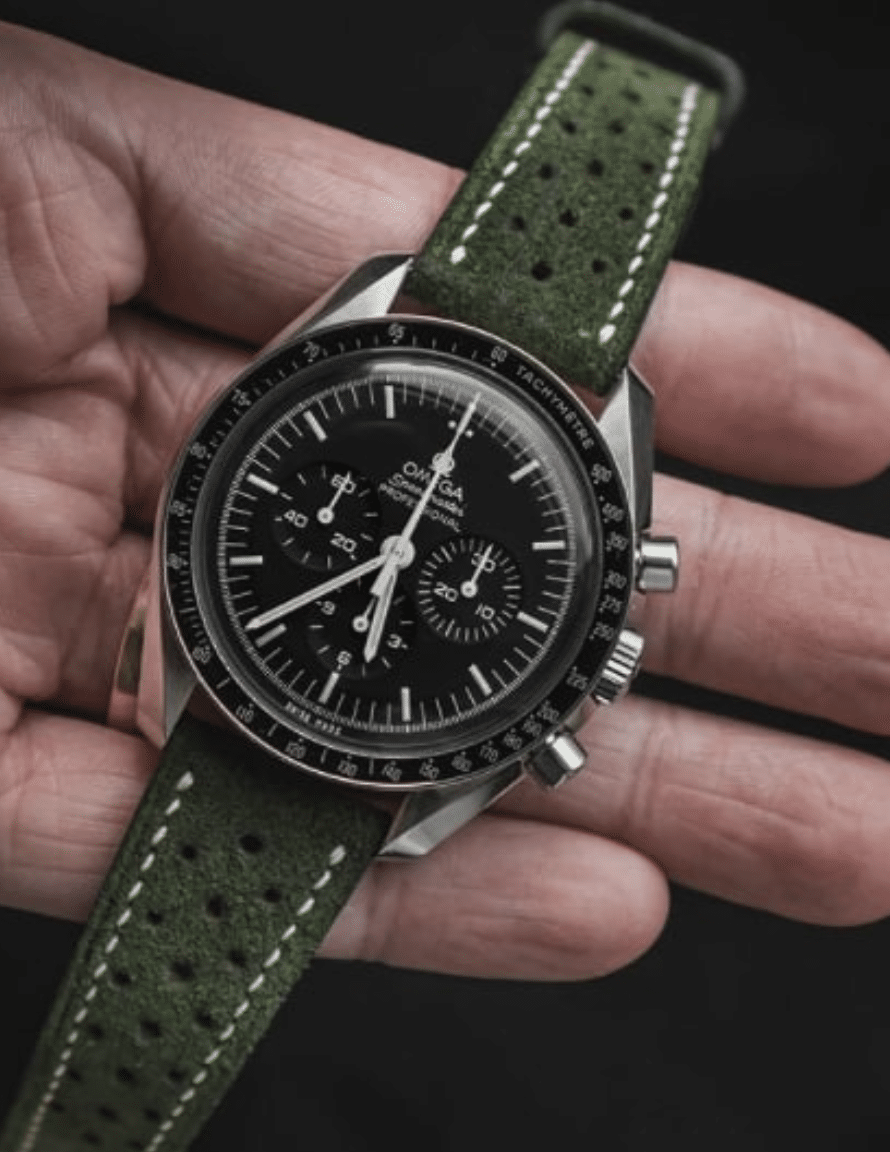 Premium Suede Rally Strap - Moss Green - The Strap Tailor