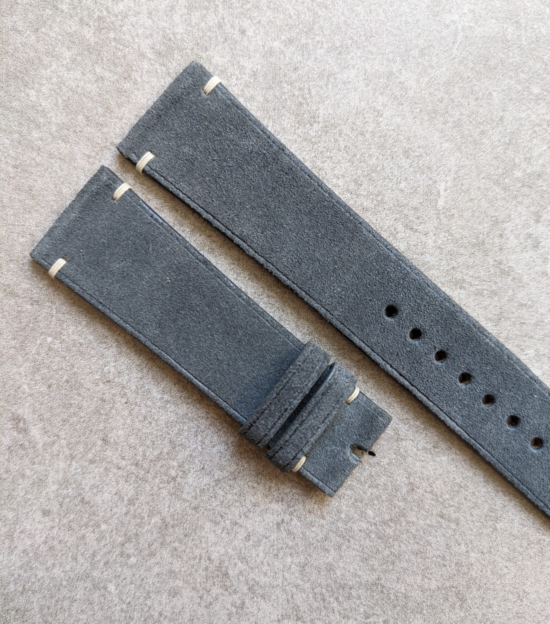 Premium Suede Strap Minimal Stitch - Light Grey - The Strap Tailor