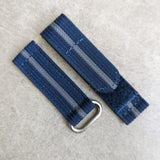 Premium Ribbed Two Piece Ballistic Nylon Strap - Navy & Blue Pinstripe