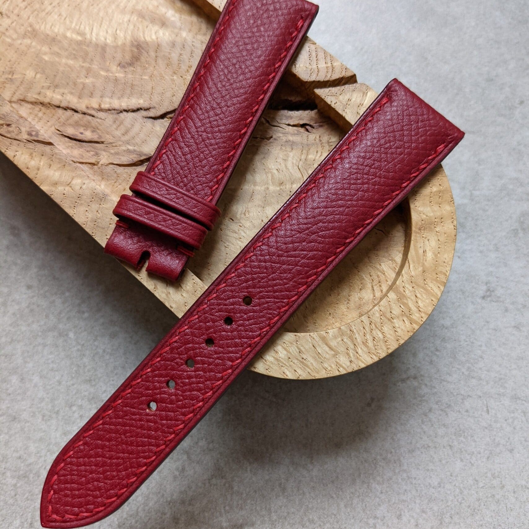 Epsom Calfskin Watch Strap - Oxblood - The Strap Tailor