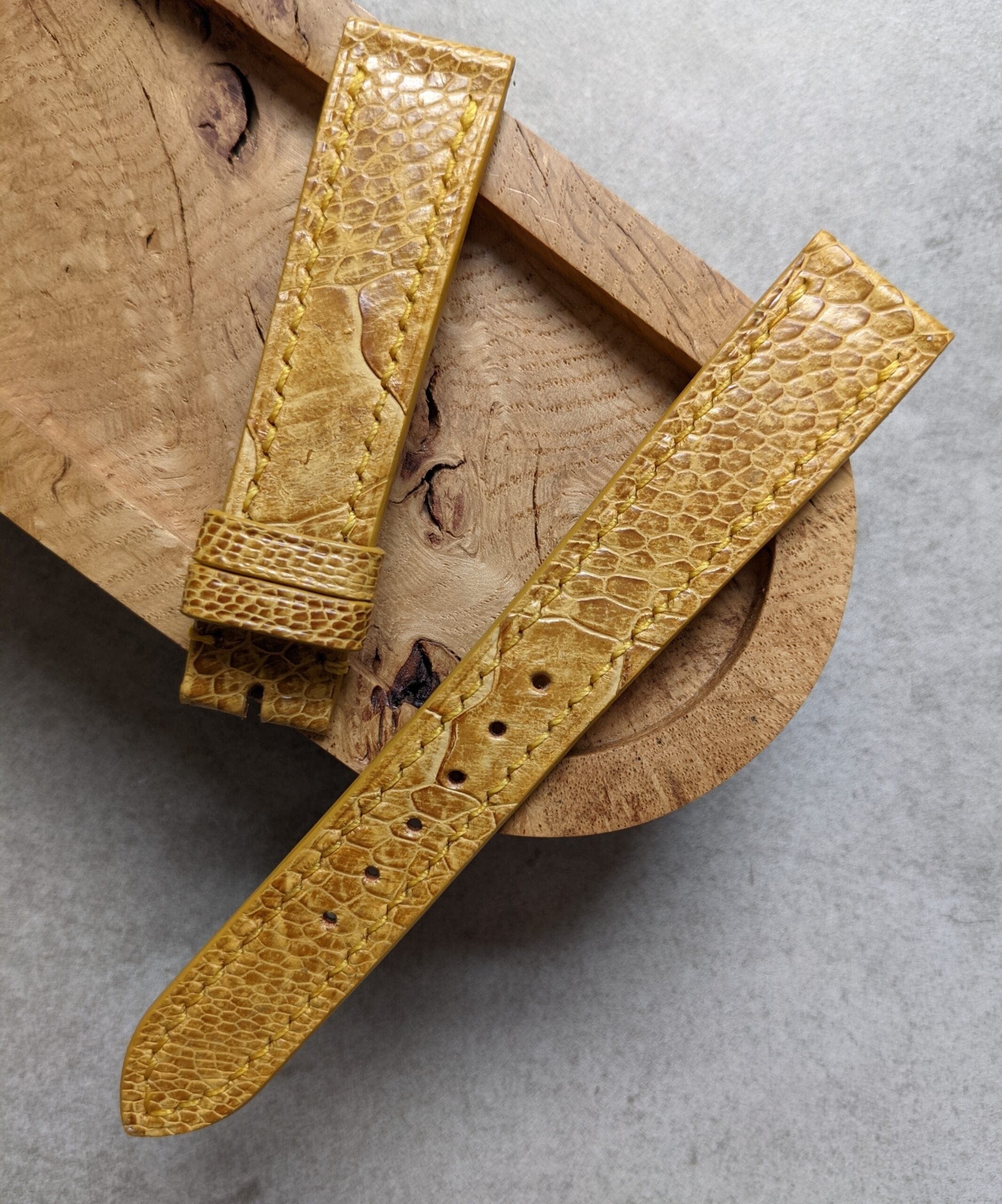 Ostrich Shin, Flat Watch Strap - Tan - The Strap Tailor