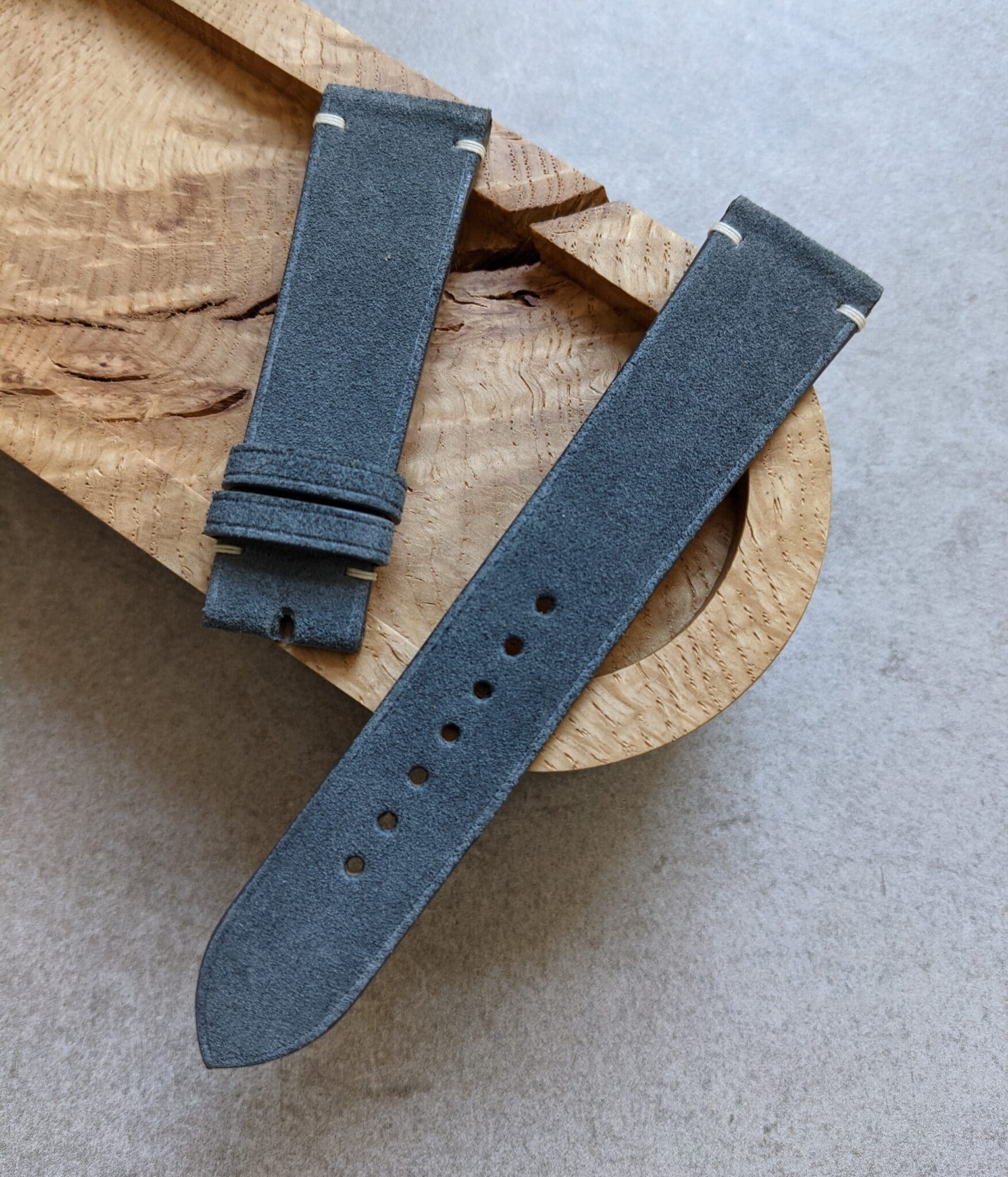 Premium Suede Strap Minimal Stitch - Light Grey - The Strap Tailor