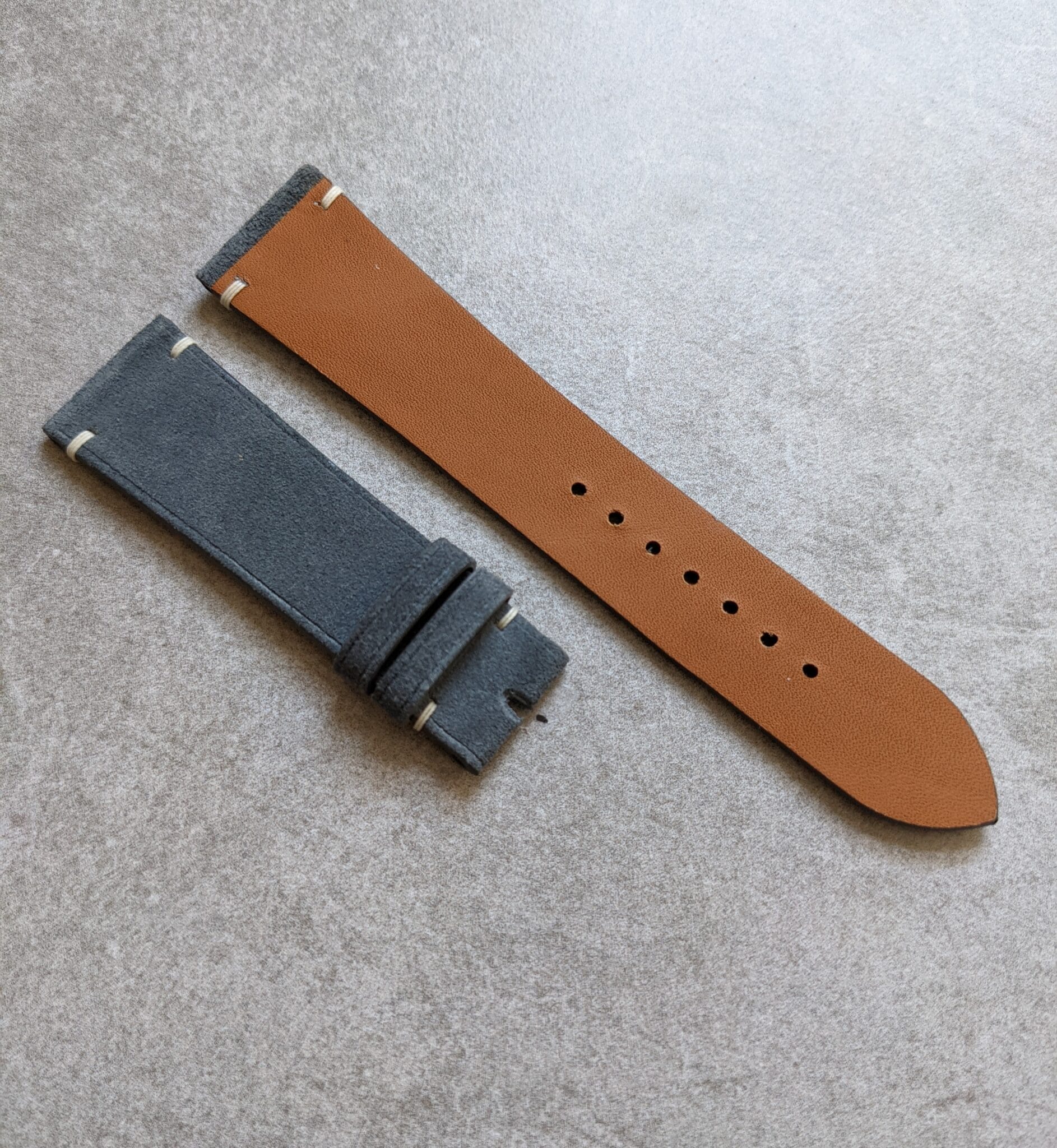 Premium Suede Strap Minimal Stitch - Light Grey - The Strap Tailor