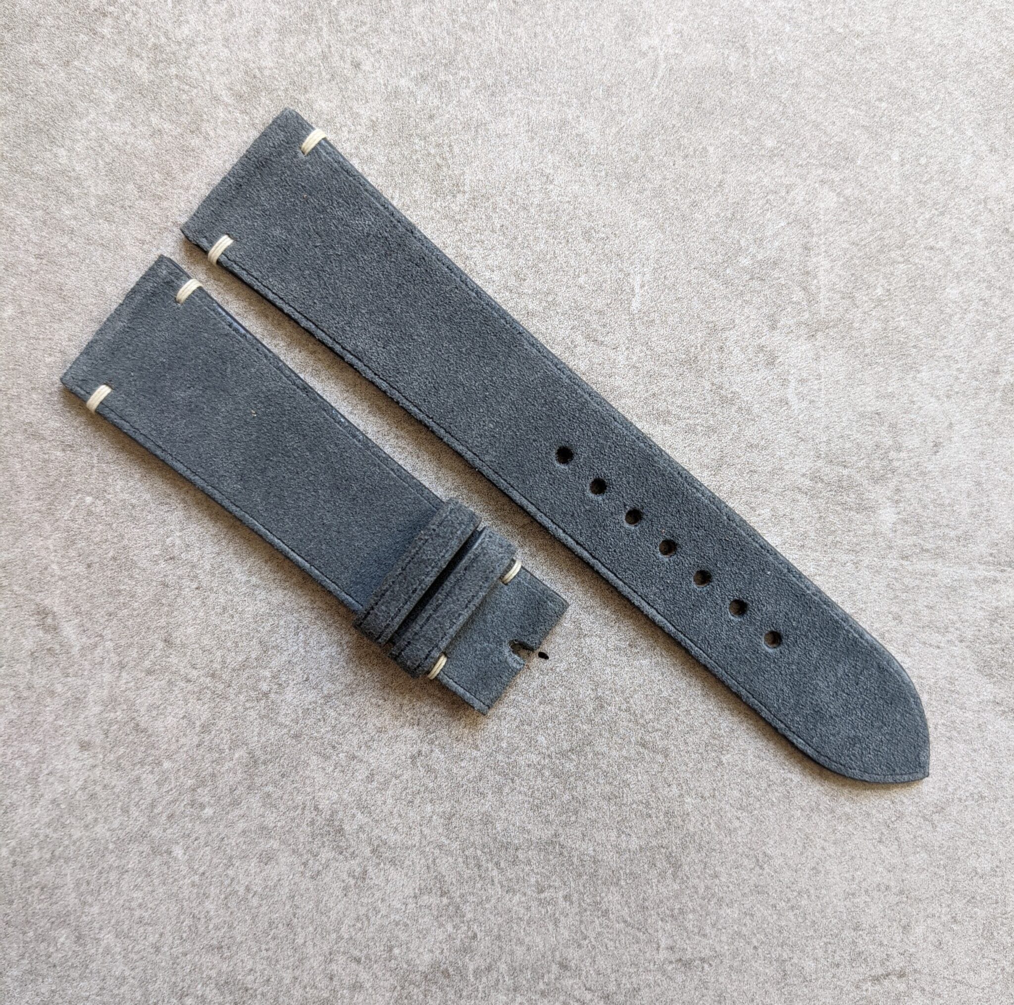 Premium Suede Strap Minimal Stitch - Light Grey - The Strap Tailor