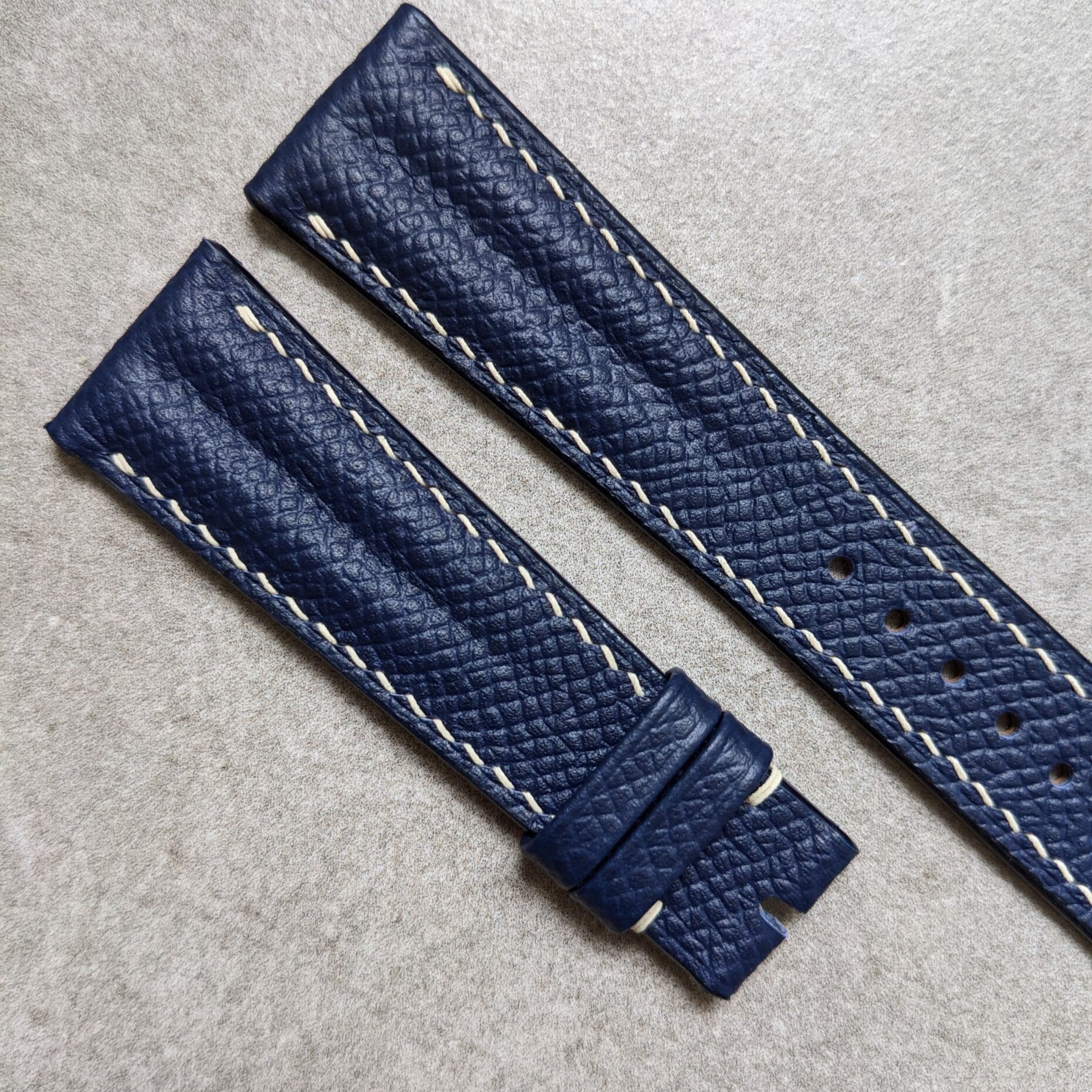 Epsom Calfskin Speedy Ridge Strap - Navy Blue - The Strap Tailor