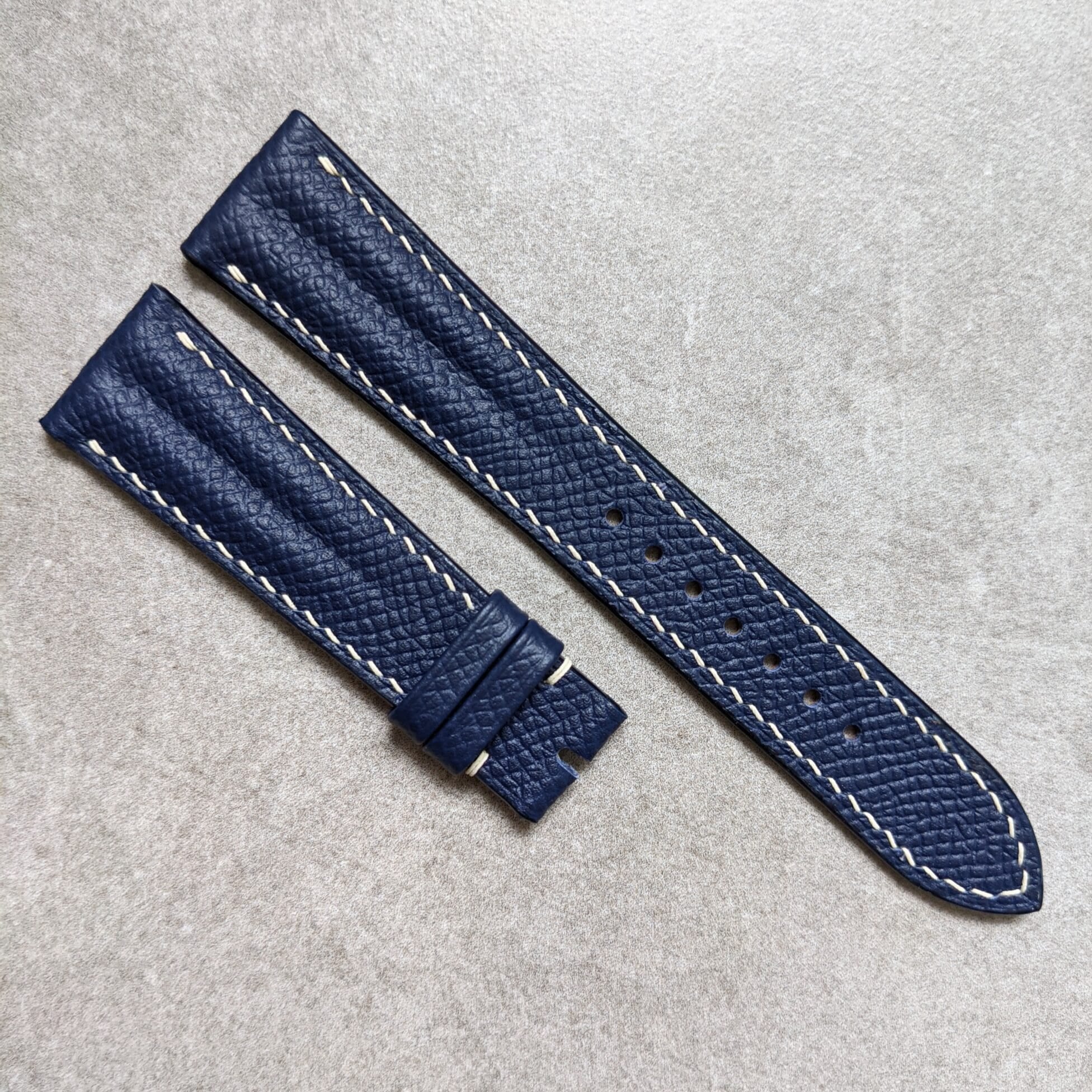 Epsom Calfskin Speedy Ridge Strap - Navy Blue - The Strap Tailor