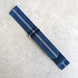 Premium Ribbed Two Piece Ballistic Nylon Strap - Navy & Blue Pinstripe
