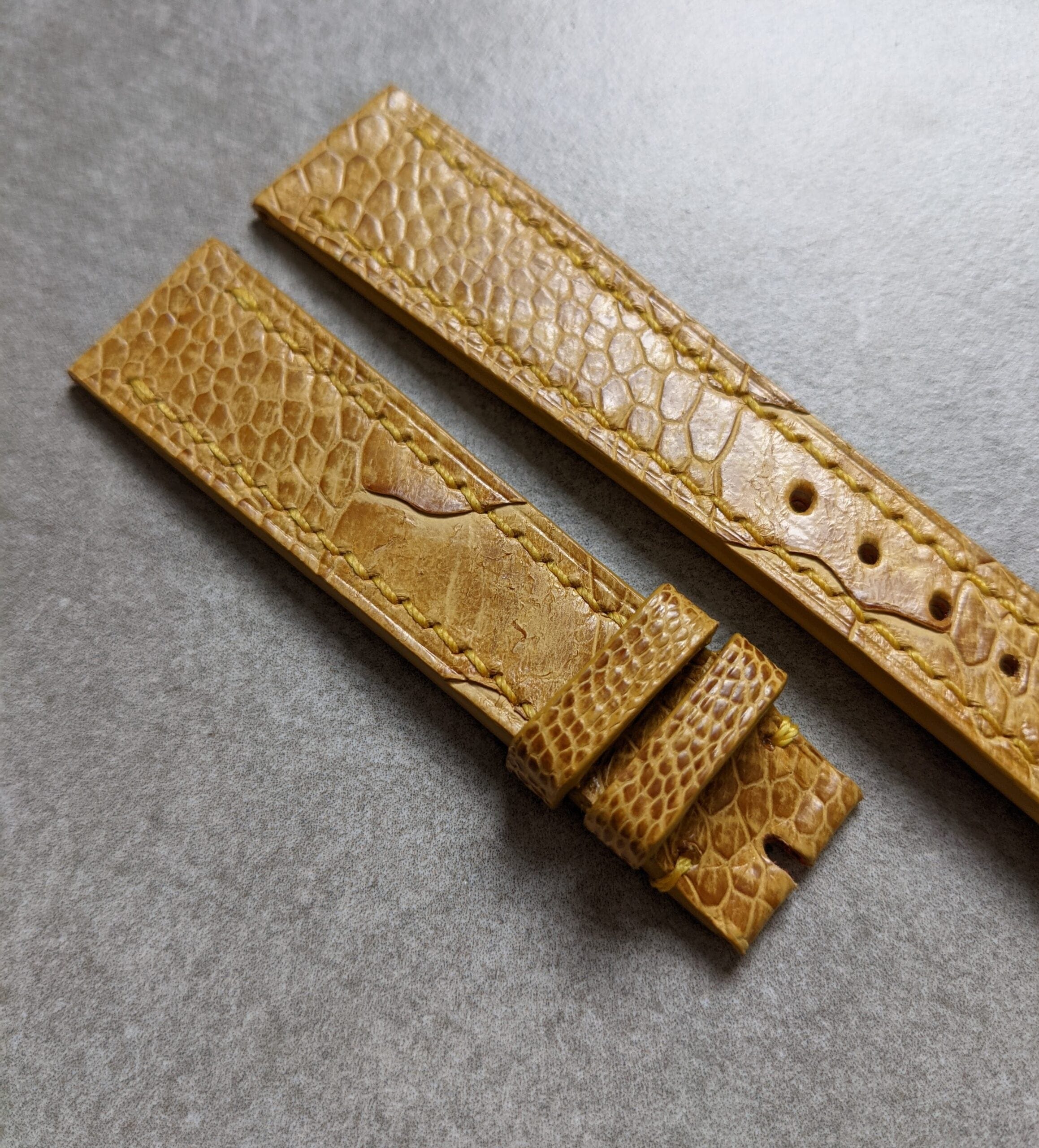 Ostrich Shin, Flat Watch Strap - Tan - The Strap Tailor