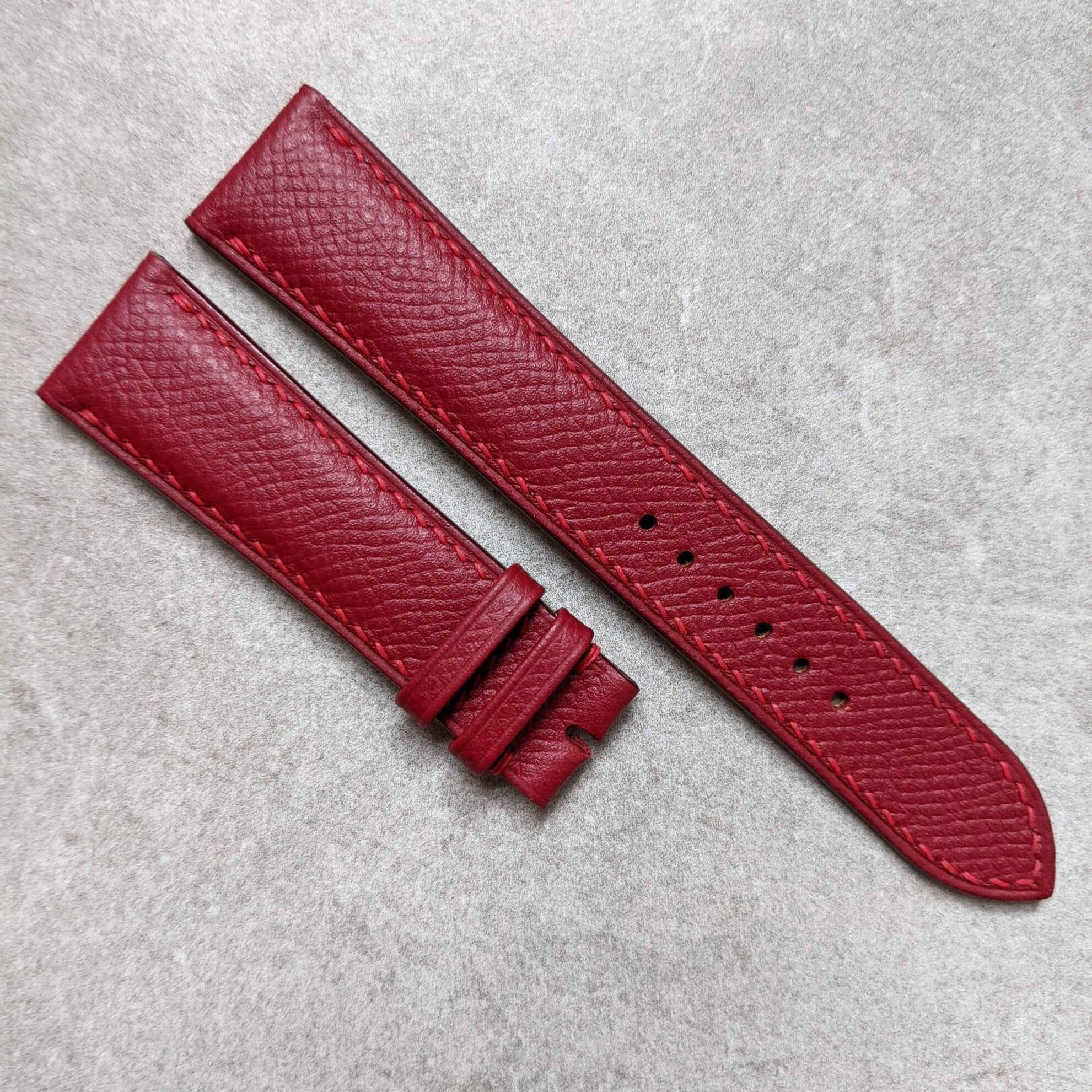 Epsom Calfskin Watch Strap - Oxblood - The Strap Tailor
