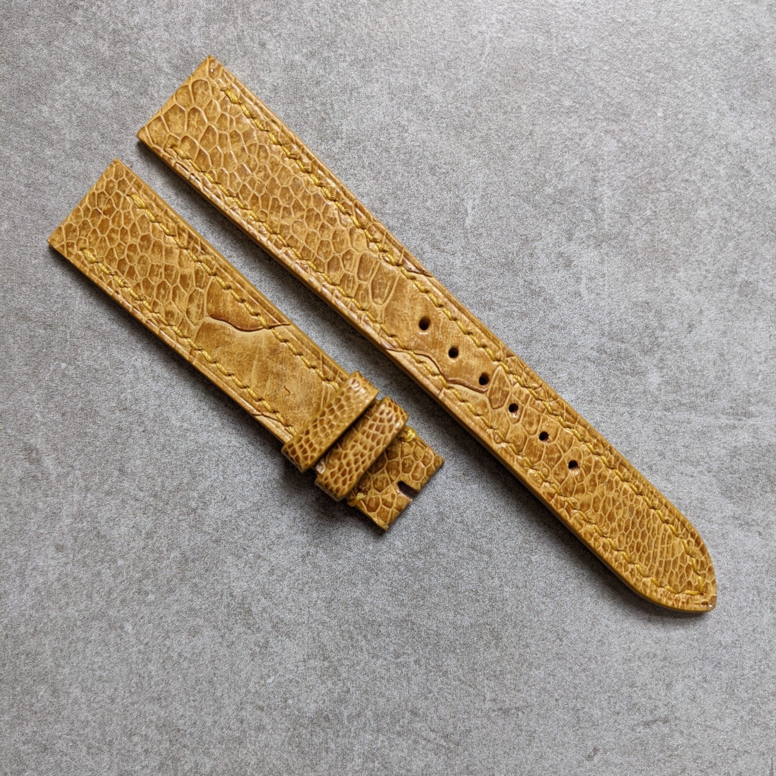 Ostrich Shin, Flat Watch Strap - Tan - The Strap Tailor