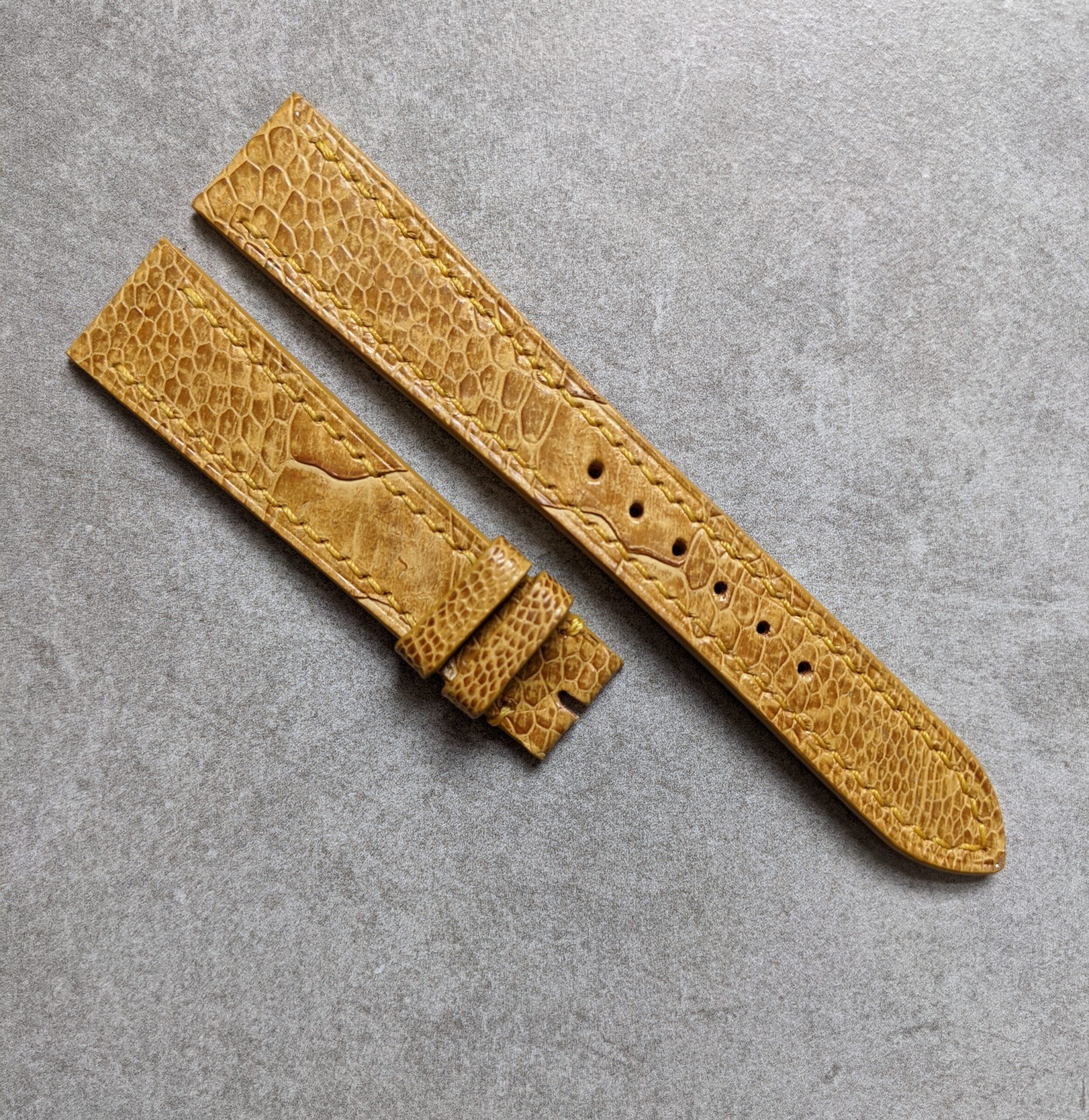 Ostrich Shin, Flat Watch Strap - Tan - The Strap Tailor