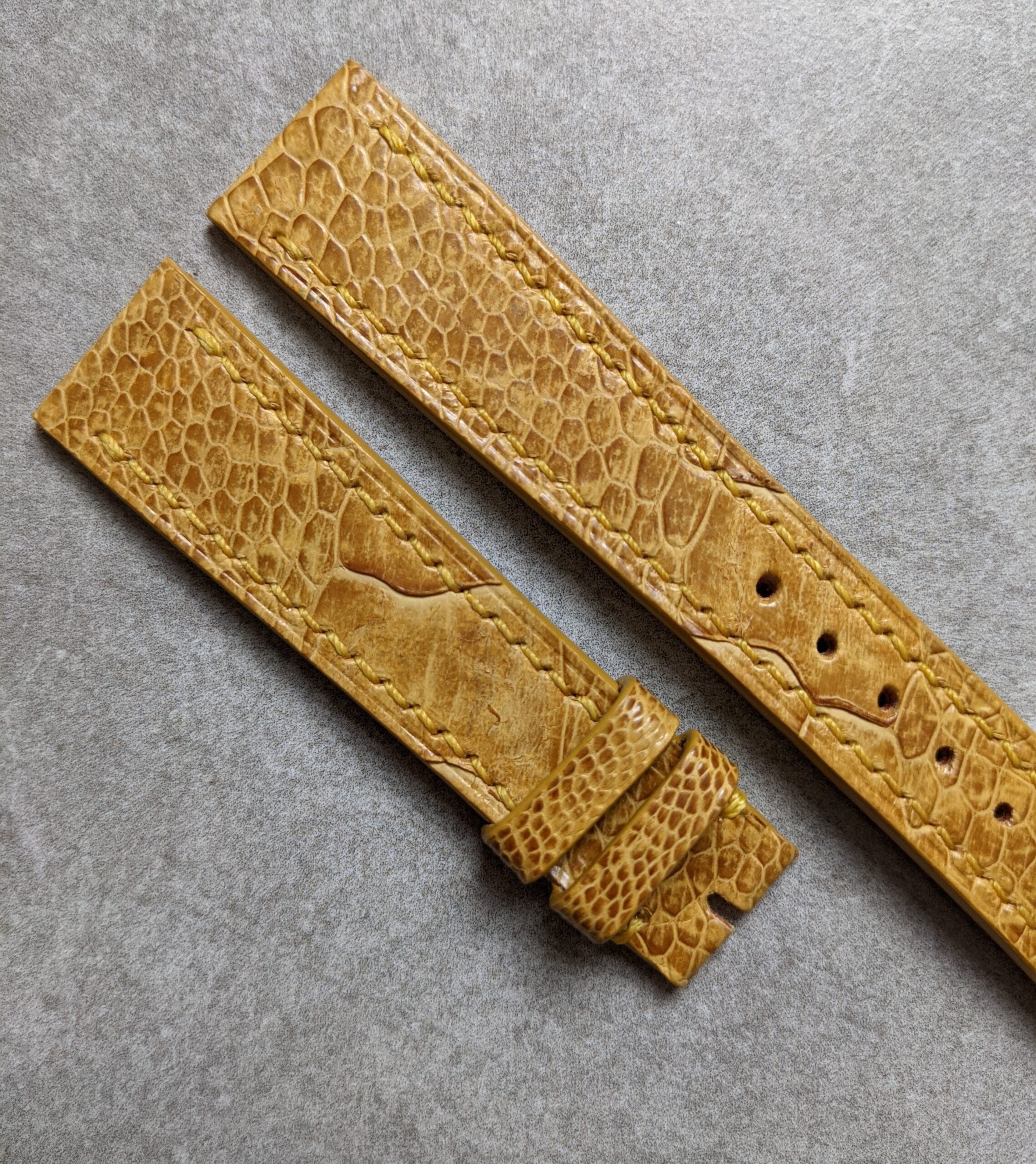 Ostrich Shin, Flat Watch Strap - Tan - The Strap Tailor