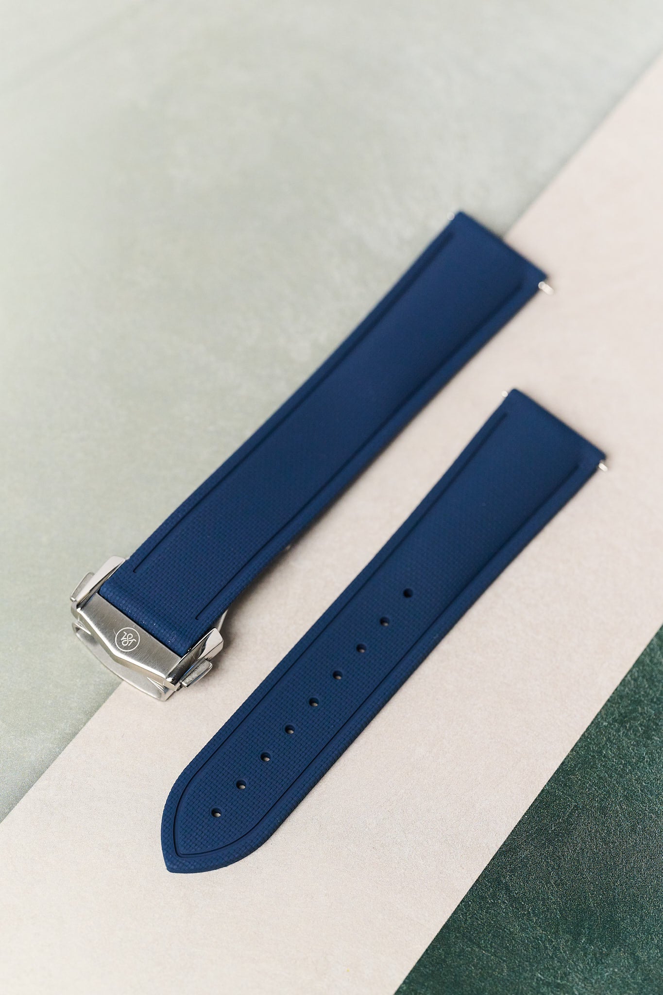 AquaFlex Rubber Deployant Strap - Blue - The Strap Tailor