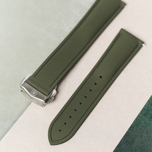 AquaFlex Rubber Deployant Strap - Green – The Strap Tailor