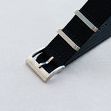 Premium Ribbed Fabric Watch Strap - Black