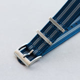 Premium Ribbed Fabric Watch Strap - Navy & Blue Bond