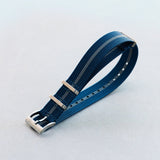 Premium Ribbed Fabric Watch Strap - Navy & Blue Pinstripe