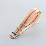 Premium Ribbed Fabric Watch Strap - Cream & Orange