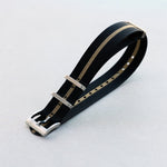 Premium Ribbed Fabric Watch Strap - Black & Khaki - The Strap Tailor